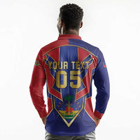 Custom Afro-Haitians Football Long Sleeve Polo Shirt Haitian Palm Tree Unique Style