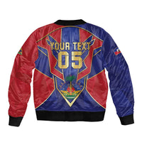 Custom Afro-Haitians Football Sleeve Zip Bomber Jacket Haitian Palm Tree Unique Style