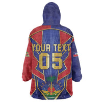 Custom Afro-Haitians Football Wearable Blanket Hoodie Haitian Palm Tree Unique Style
