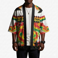 Custom Ghana Football Kimono African Pride Flag Colors Flame