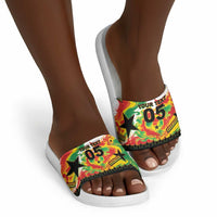 Custom Ghana Football Slide Sandals African Pride Flag Colors Flame