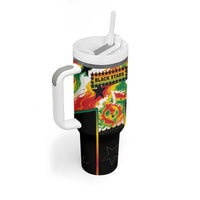 Custom Ghana Football Tumbler With Handle African Pride Flag Colors Flame