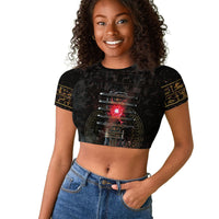 Egypt Djed Raglan Cropped T shirt Glow Smoky Dark Style