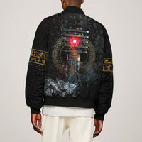 Egypt Djed Sleeve Zip Bomber Jacket Glow Smoky Dark Style