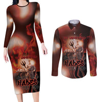 Ancient Greek Hades Couples Matching Long Sleeve Bodycon Dress and Long Sleeve Button Shirt King Of The Underworld - Wonder Print Shop