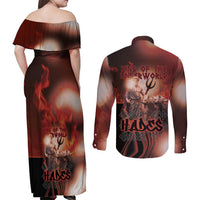 Ancient Greek Hades Couples Matching Off Shoulder Maxi Dress and Long Sleeve Button Shirt King Of The Underworld - Wonder Print Shop