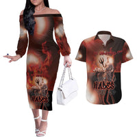 Ancient Greek Hades Couples Matching Off The Shoulder Long Sleeve Dress and Hawaiian Shirt King Of The Underworld - Wonder Print Shop