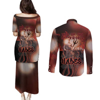 Ancient Greek Hades Couples Matching Puletasi and Long Sleeve Button Shirt King Of The Underworld - Wonder Print Shop