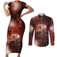 Ancient Greek Hades Couples Matching Short Sleeve Bodycon Dress and Long Sleeve Button Shirt King Of The Underworld - Wonder Print Shop