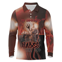 Ancient Greek Hades Long Sleeve Polo Shirt King Of The Underworld - Wonder Print Shop