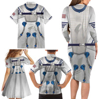 Personalized Astronaut Family Matching Long Sleeve Bodycon Dress and Hawaiian Shirt Space Diving Suit - Wonder Print Shop