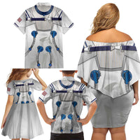 Personalized Astronaut Family Matching Off Shoulder Short Dress and Hawaiian Shirt Space Diving Suit - Wonder Print Shop