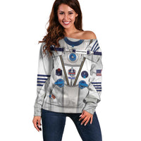Personalized Astronaut Off Shoulder Sweater Space Diving Suit - Wonder Print Shop