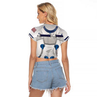 Personalized Astronaut Raglan Cropped T Shirt Space Diving Suit - Wonder Print Shop
