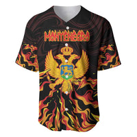 Personalized Montenegro Baseball Jersey Coat Of Arms Fire Style - Wonder Print Shop