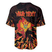 Personalized Montenegro Baseball Jersey Coat Of Arms Fire Style - Wonder Print Shop