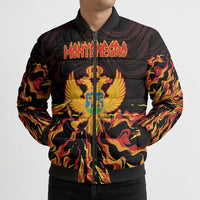 Personalized Montenegro Bomber Puffer Jacket Coat Of Arms Fire Style - Wonder Print Shop
