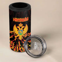Personalized Montenegro 4 in 1 Can Cooler Tumbler Coat Of Arms Fire Style - Wonder Print Shop