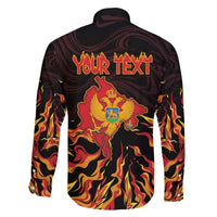 Personalized Montenegro Family Matching Off The Shoulder Long Sleeve Dress and Hawaiian Shirt Coat Of Arms Fire Style - Wonder Print Shop