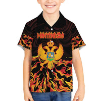 Personalized Montenegro Family Matching Off Shoulder Maxi Dress and Hawaiian Shirt Coat Of Arms Fire Style - Wonder Print Shop