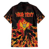 Personalized Montenegro Family Matching Short Sleeve Bodycon Dress and Hawaiian Shirt Coat Of Arms Fire Style - Wonder Print Shop