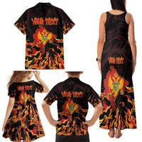 Personalized Montenegro Family Matching Tank Maxi Dress and Hawaiian Shirt Coat Of Arms Fire Style - Wonder Print Shop