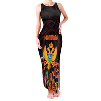 Personalized Montenegro Family Matching Tank Maxi Dress and Hawaiian Shirt Coat Of Arms Fire Style - Wonder Print Shop