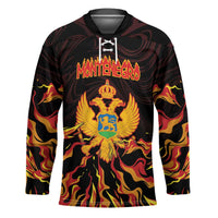 Personalized Montenegro Hockey Jersey Coat Of Arms Fire Style - Wonder Print Shop