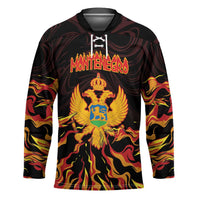 Personalized Montenegro Hockey Jersey Coat Of Arms Fire Style - Wonder Print Shop