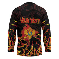 Personalized Montenegro Hockey Jersey Coat Of Arms Fire Style - Wonder Print Shop