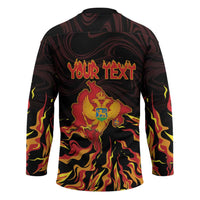 Personalized Montenegro Hockey Jersey Coat Of Arms Fire Style - Wonder Print Shop