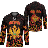 Personalized Montenegro Hockey Jersey Coat Of Arms Fire Style - Wonder Print Shop