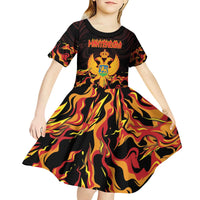 Personalized Montenegro Kid Short Sleeve Dress Coat Of Arms Fire Style - Wonder Print Shop