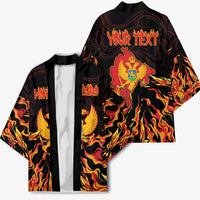 Personalized Montenegro Kimono Coat Of Arms Fire Style - Wonder Print Shop