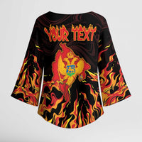 Personalized Montenegro Kimono Sleeve Blouse Coat Of Arms Fire Style - Wonder Print Shop