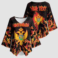 Personalized Montenegro Kimono Sleeve Blouse Coat Of Arms Fire Style - Wonder Print Shop