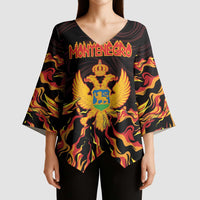 Personalized Montenegro Kimono Sleeve Blouse Coat Of Arms Fire Style - Wonder Print Shop