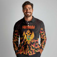 Personalized Montenegro Long Sleeve Polo Shirt Coat Of Arms Fire Style - Wonder Print Shop
