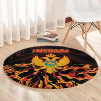 Montenegro Round Carpet Coat Of Arms Fire Style - Wonder Print Shop