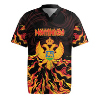 Personalized Montenegro Rugby Jersey Coat Of Arms Fire Style - Wonder Print Shop