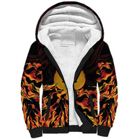 Personalized Montenegro Sherpa Hoodie Coat Of Arms Fire Style - Wonder Print Shop