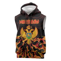 Personalized Montenegro Sleeveless Hoodie Coat Of Arms Fire Style - Wonder Print Shop