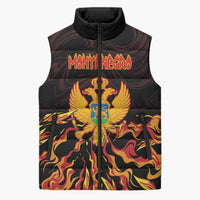 Personalized Montenegro Sleeveless Puffer Jacket Coat Of Arms Fire Style - Wonder Print Shop