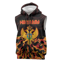 Personalized Montenegro Sleeveless Zip Hoodie Coat Of Arms Fire Style - Wonder Print Shop