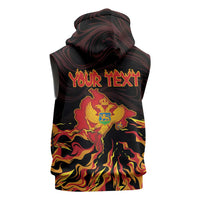 Personalized Montenegro Sleeveless Zip Hoodie Coat Of Arms Fire Style - Wonder Print Shop