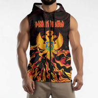 Personalized Montenegro Sleeveless Zip Hoodie Coat Of Arms Fire Style - Wonder Print Shop