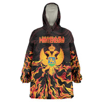 Personalized Montenegro Wearable Blanket Hoodie Coat Of Arms Fire Style - Wonder Print Shop