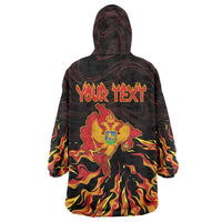 Personalized Montenegro Wearable Blanket Hoodie Coat Of Arms Fire Style - Wonder Print Shop