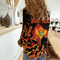 Personalized Montenegro Women Casual Shirt Coat Of Arms Fire Style - Wonder Print Shop