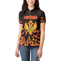 Personalized Montenegro Women Polo Shirt Coat Of Arms Fire Style - Wonder Print Shop
